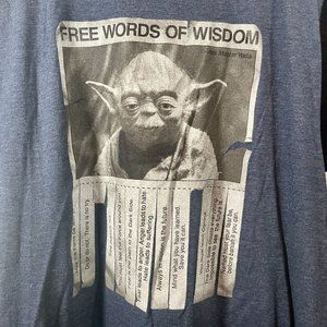 Yoda Star Wars Shirt - 'Free Words of Wisdom' - Blue, Large